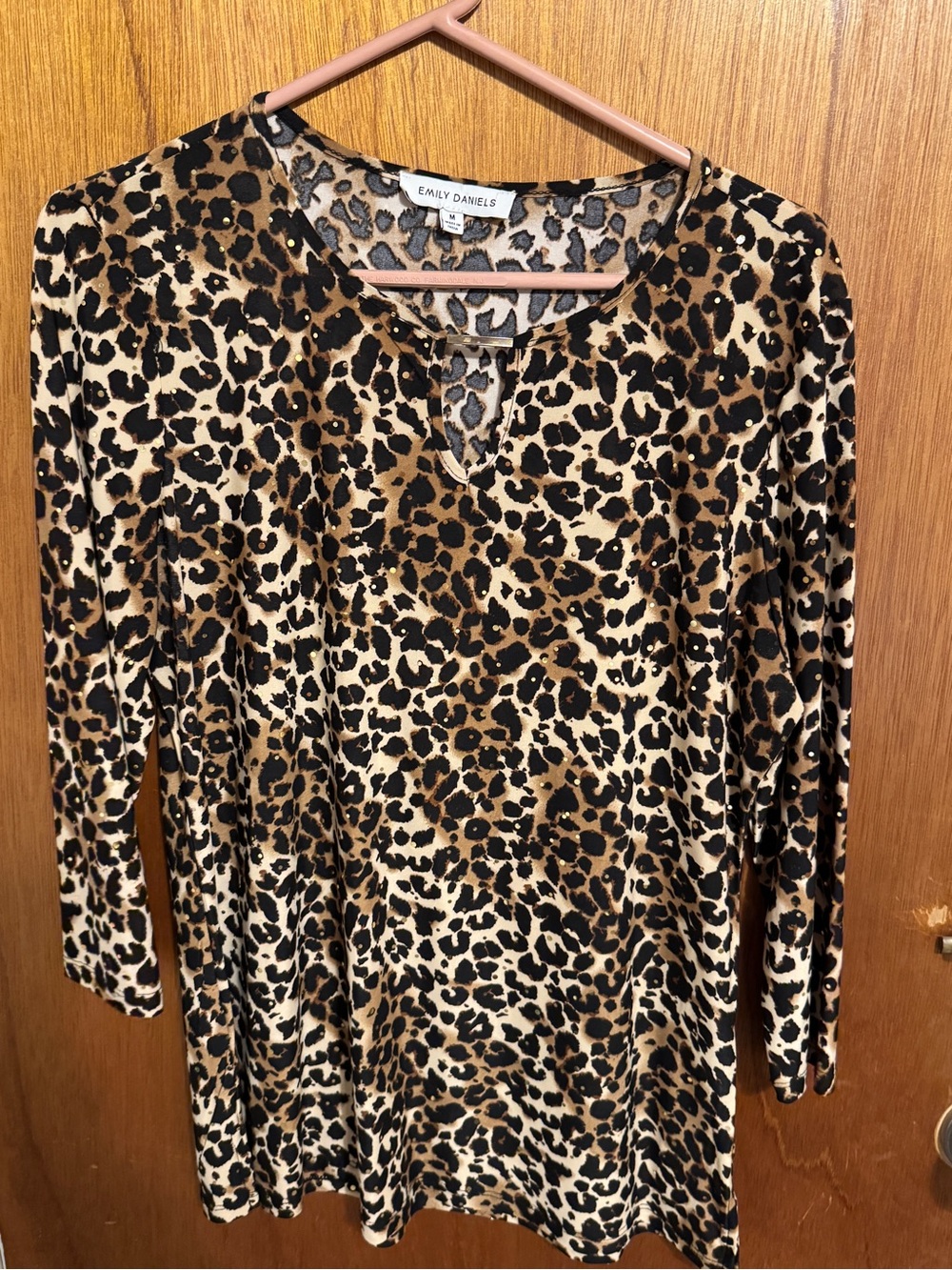 Emily Daniels Leopard-Print Long Sleeve Top - Brown/Black